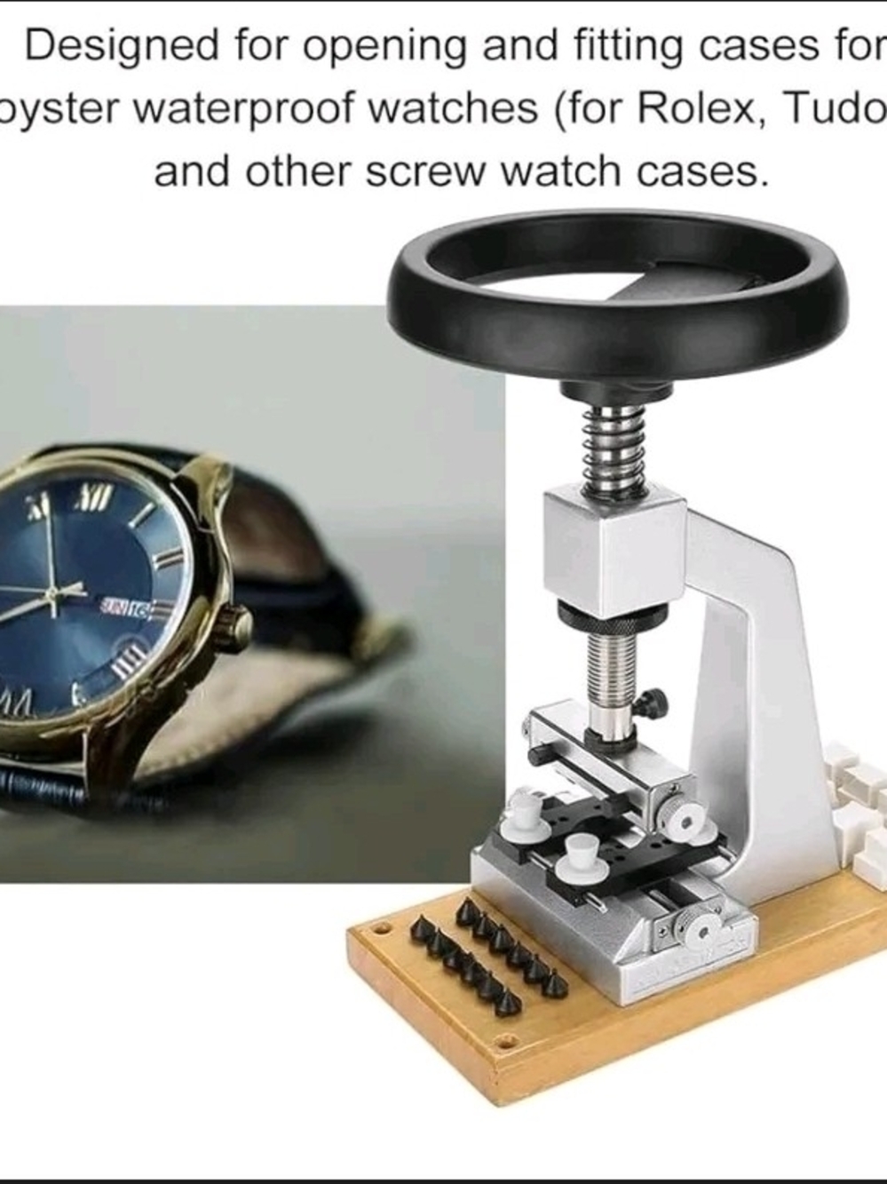 Watch Case Opener Press - Silver and Black